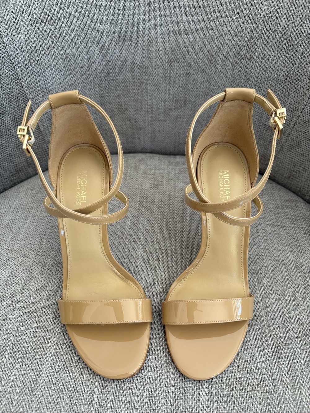 Michael Kors Nude Patent Leather Ankle-Strap Heels